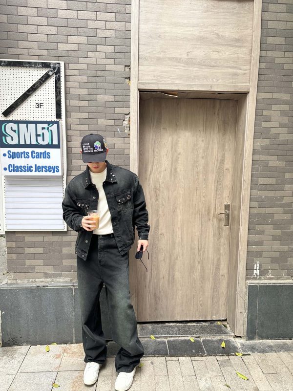 铆钉穿刺环扣火机头牛仔外套