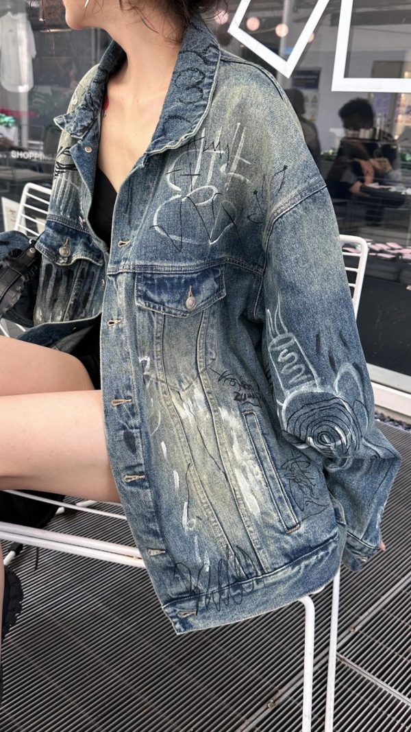 涂鸦手绘趣味牛仔外套