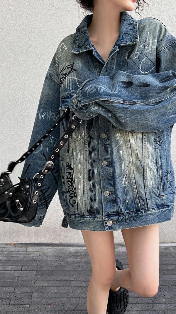 涂鸦手绘趣味牛仔外套