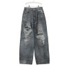 隐藏涂染脏脏破洞牛仔长裤
