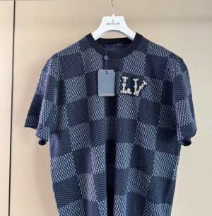 水晶贴片棋盘短袖针织上衣