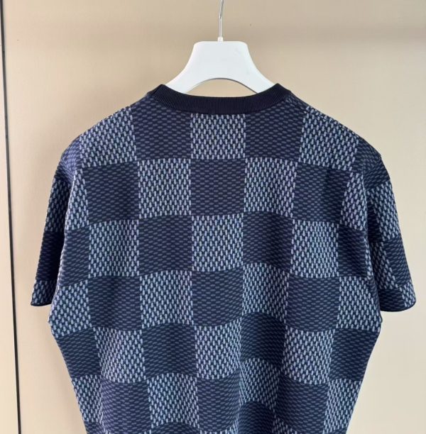 水晶贴片棋盘短袖针织上衣