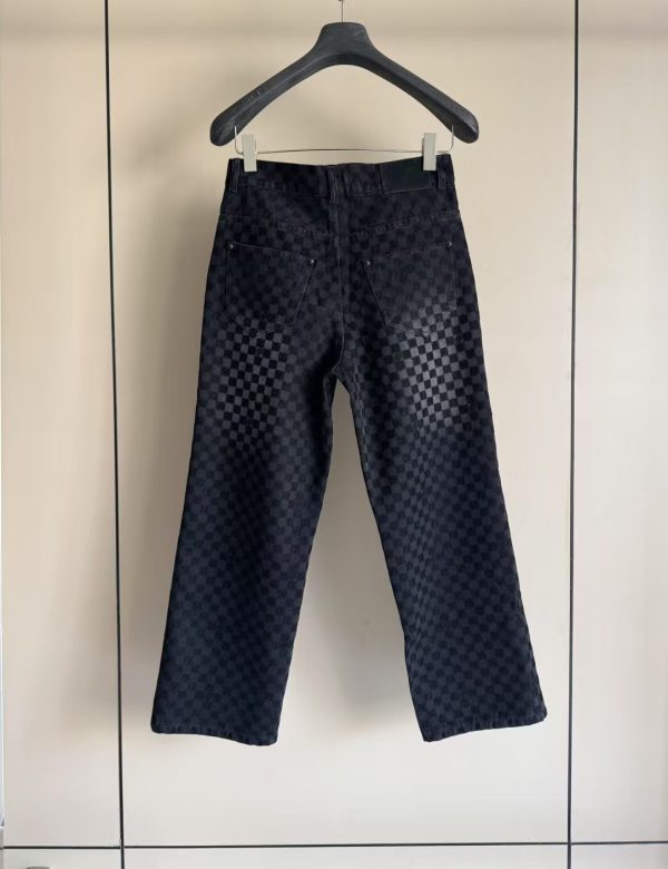 植绒提花牛仔长裤