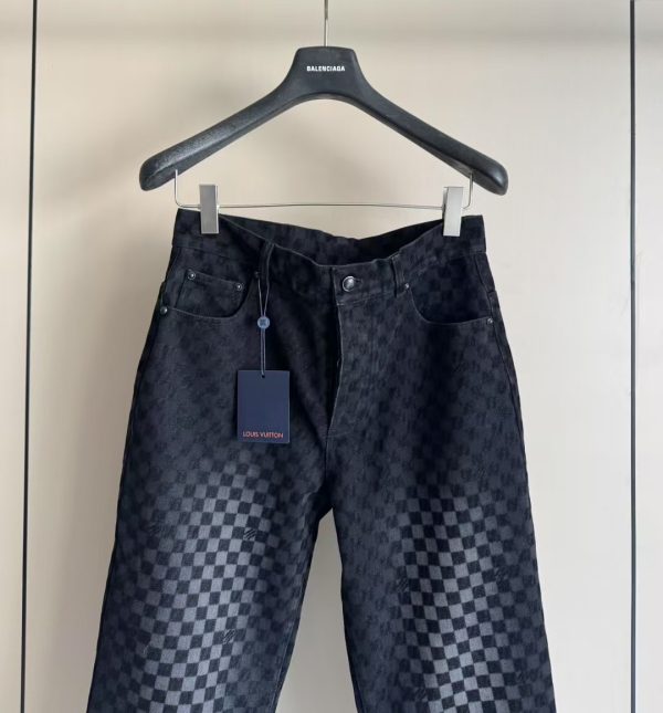 植绒提花牛仔长裤