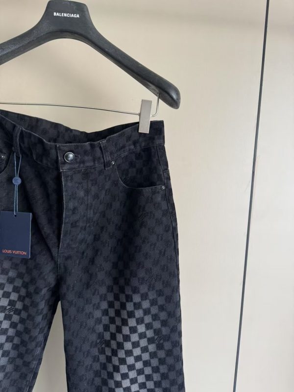 植绒提花牛仔长裤