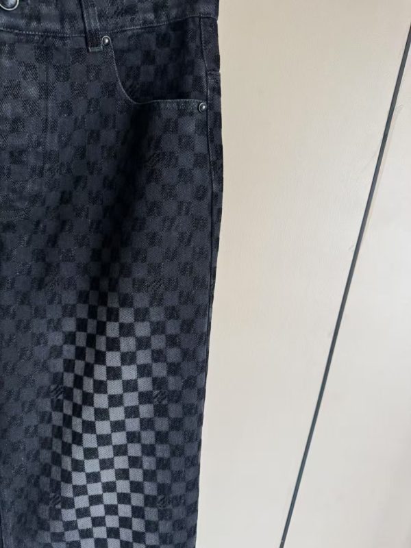 植绒提花牛仔长裤