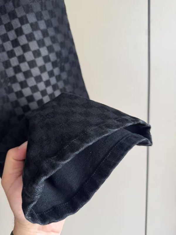 植绒提花牛仔长裤