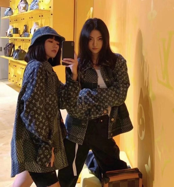 蓝拚花牛仔夹克Louis V. & NIGO